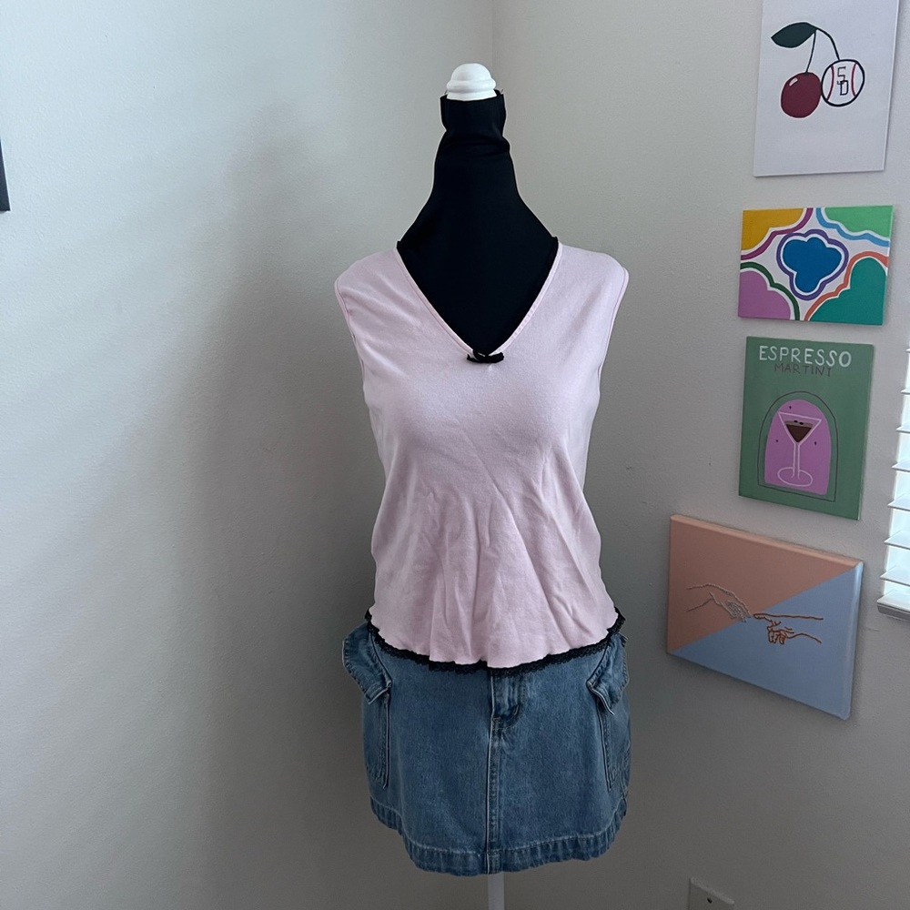 Baby Pink Lace Trim Tank (M)